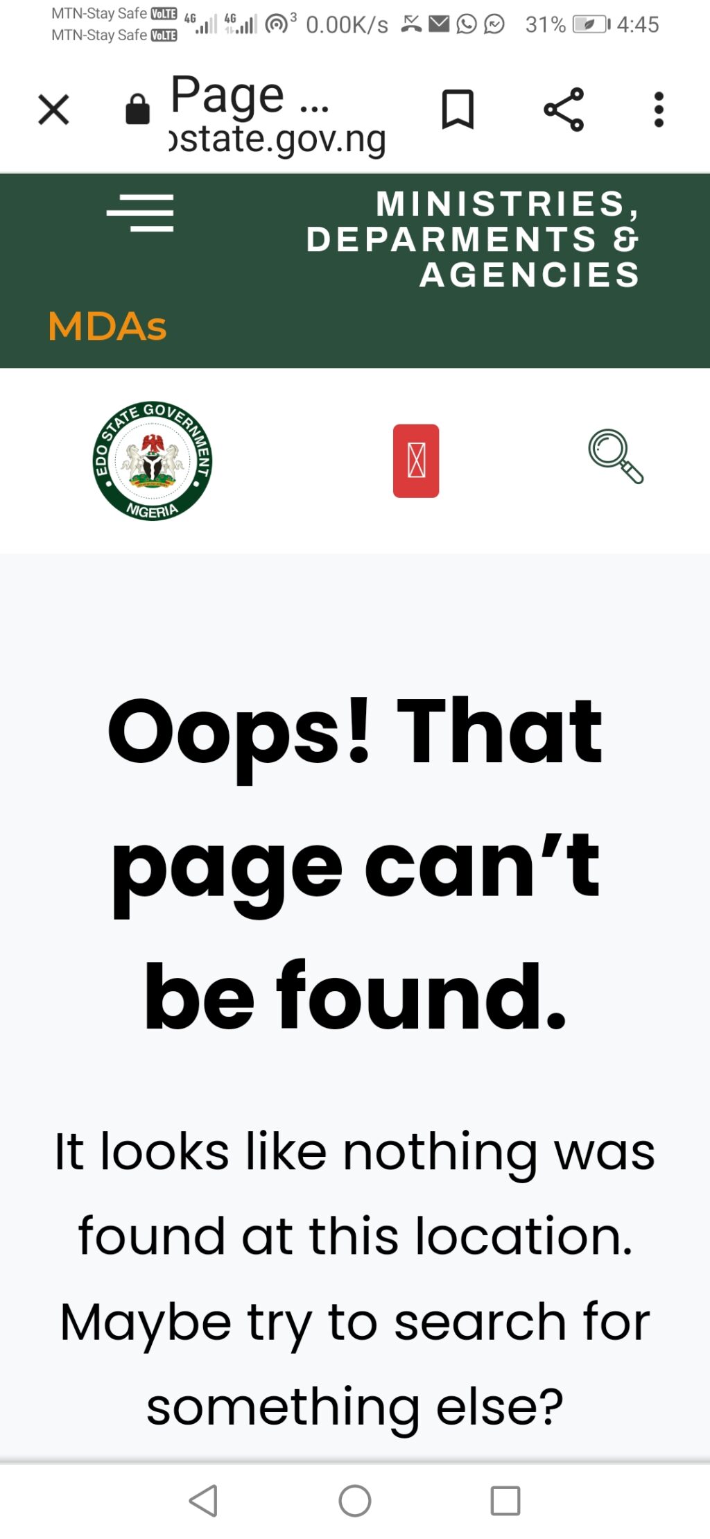 Trashed Edo State Website